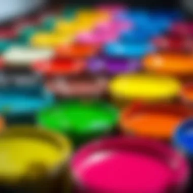 Palette of vibrant paint colors