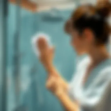 Maintaining Shower Glass Elegance A person cleaning shower glass with effective techniques
