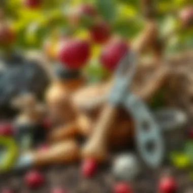 Tools and materials needed for planting a plum tree