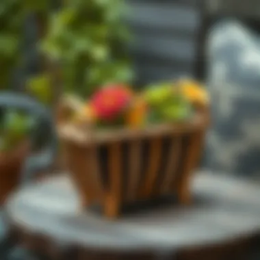 Decorative planter from recycled cradle parts