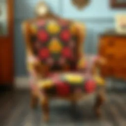 A beautifully restored vintage armchair showcasing vibrant upholstery