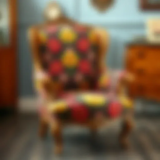 A beautifully restored vintage armchair showcasing vibrant upholstery