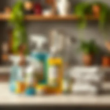 Sustainable Cleaning Products Eco-friendly cleaning supplies arranged on a countertop
