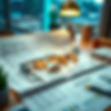 Detailed Architectural Plan A detailed architectural plan laid out on a desk