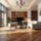 Elegant living room with stylish flooring