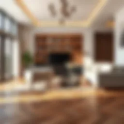 Elegant living room with stylish flooring