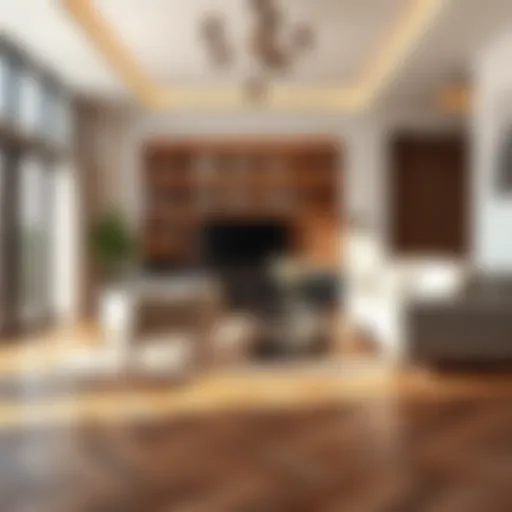 Elegant living room with stylish flooring