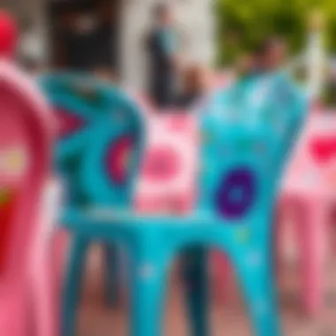 Personalized plastic chairs adorned with artistic patterns