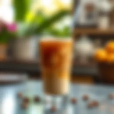 Final presentation of a refreshing cold coffee drink