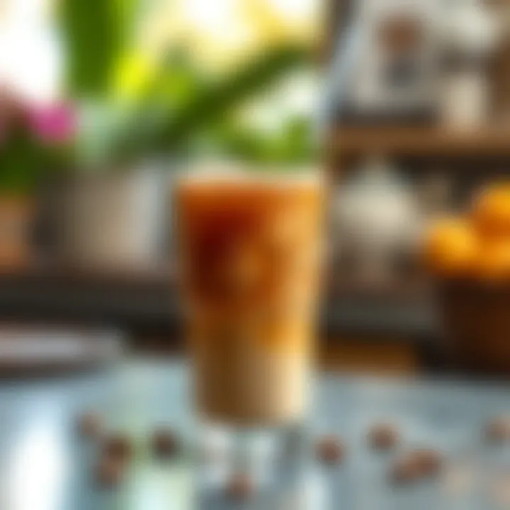 Final presentation of a refreshing cold coffee drink