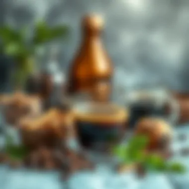 Various ingredients for preparing cold coffee