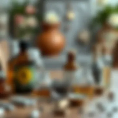 Home remedies displayed on a table