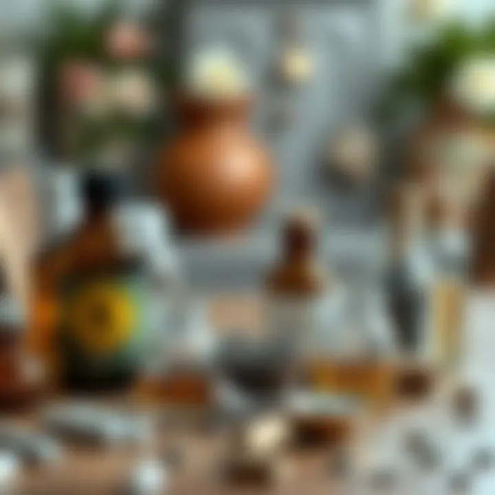 Home remedies displayed on a table