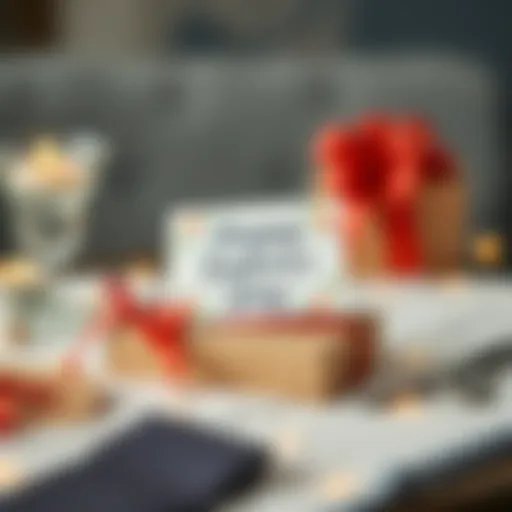 A beautifully wrapped gift box with a handmade card for Father's Day