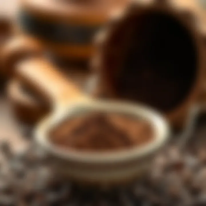 Finely ground coffee in a traditional container