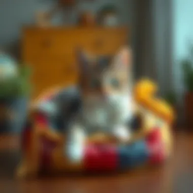 Stylish cat bed crafted from old clothing