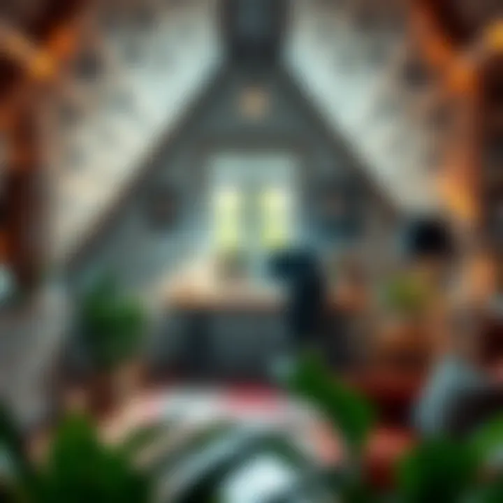 Elegant Workspace in an Attic An elegant attic office showcasing a stylish workspace with unique decor.