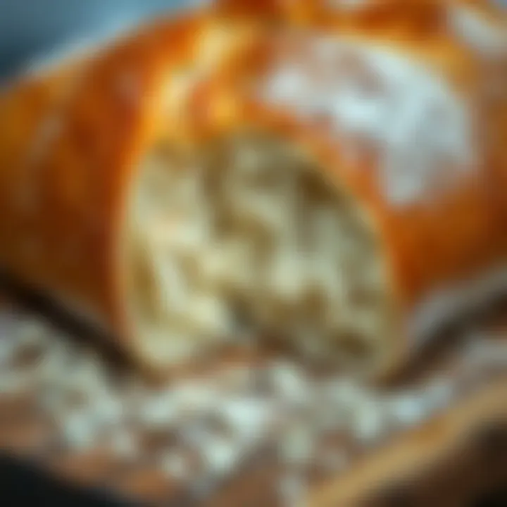 Artisan bread sliced to reveal its fluffy interior