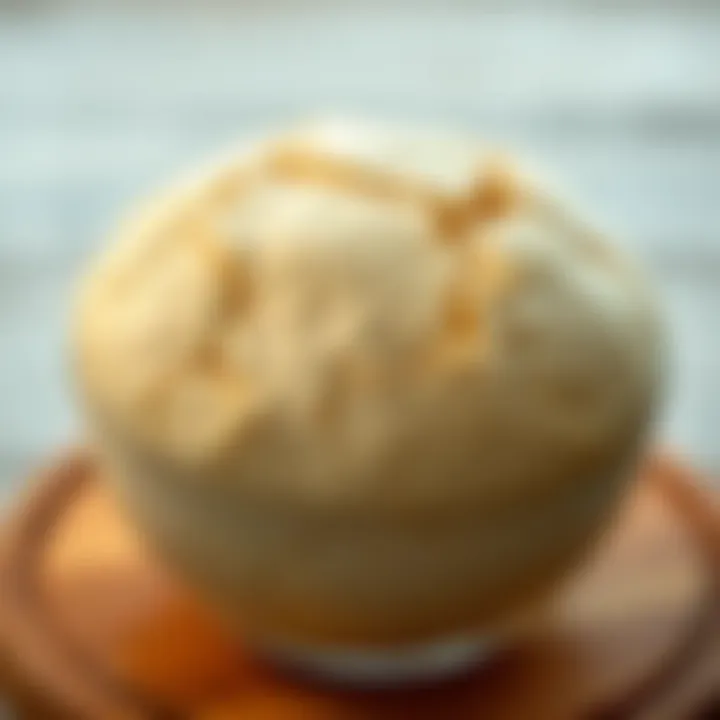Close-up of bread dough rising in a bowl