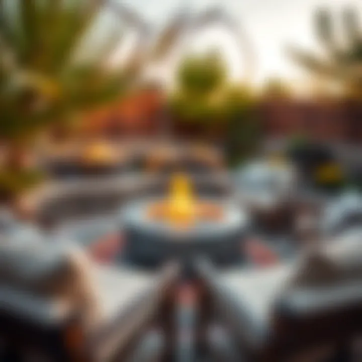 A cozy outdoor fire pit surrounded by comfortable seating