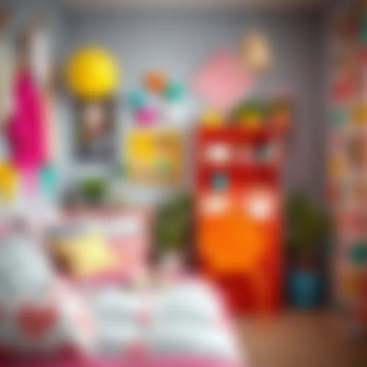 Colorful DIY decor elements in a teenager's room