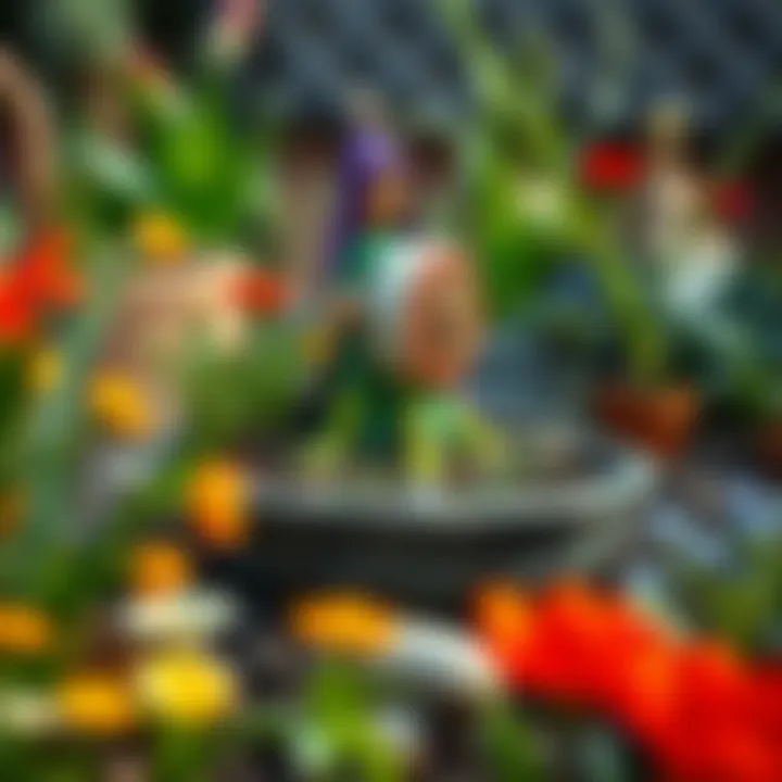 Artistic garden made from recycled materials