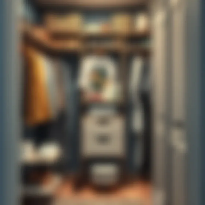 Stylish closet with a mix of materials and textures showcasing personal style.