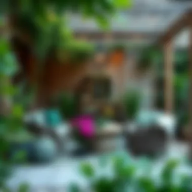 A beautifully decorated outdoor space featuring green accents