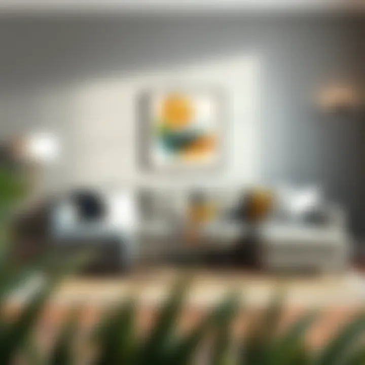 Chic gray sectional sofa complemented by artistic wall decor