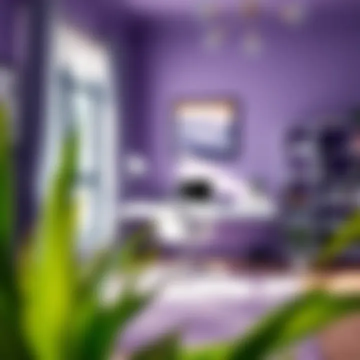 Artistic Home Office with Gray and Purple Color Scheme