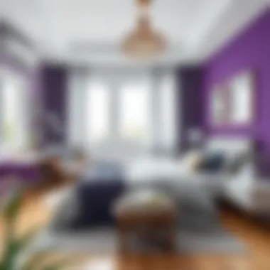 Serene Bedroom Decor Featuring Gray and Purple Shades