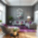 Sophisticated Living Room with Gray and Purple Accents