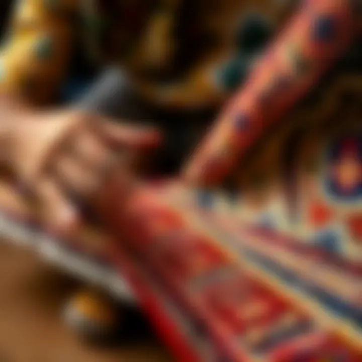 The Art of Carpentry in Carpet Making Close-up of carpet craftsmanship showcasing intricate patterns