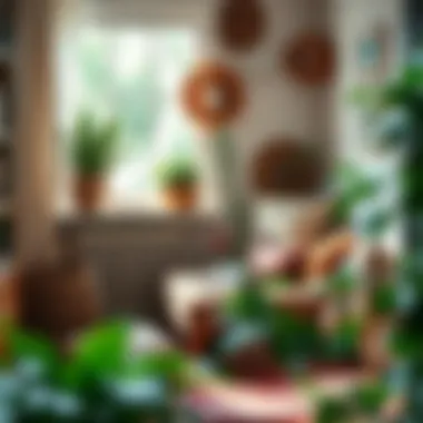 Cozy reading nook enhanced by decorative baskets