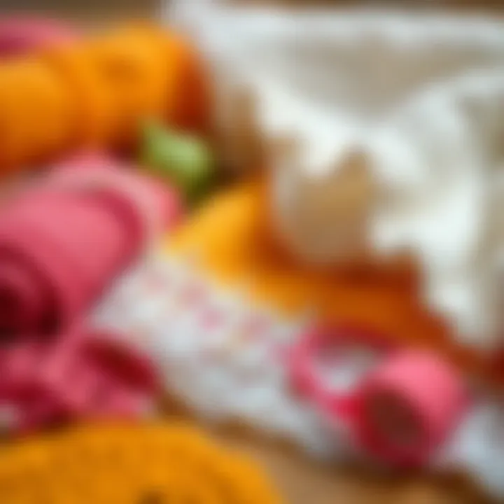 A vibrant collection of materials used for towel lace making