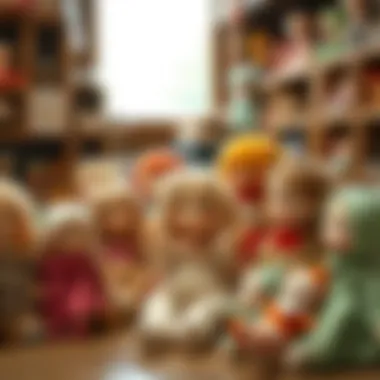 A collection of unique finished dolls on display