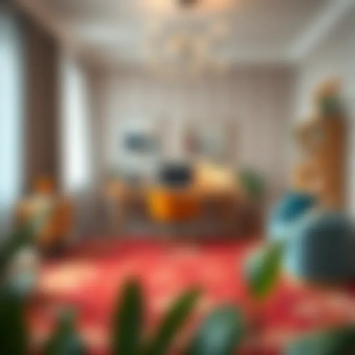 Home office with optimal rug dimensions enhancing productivity