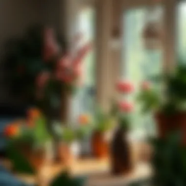 Indoor decor featuring seasonal flowering plants