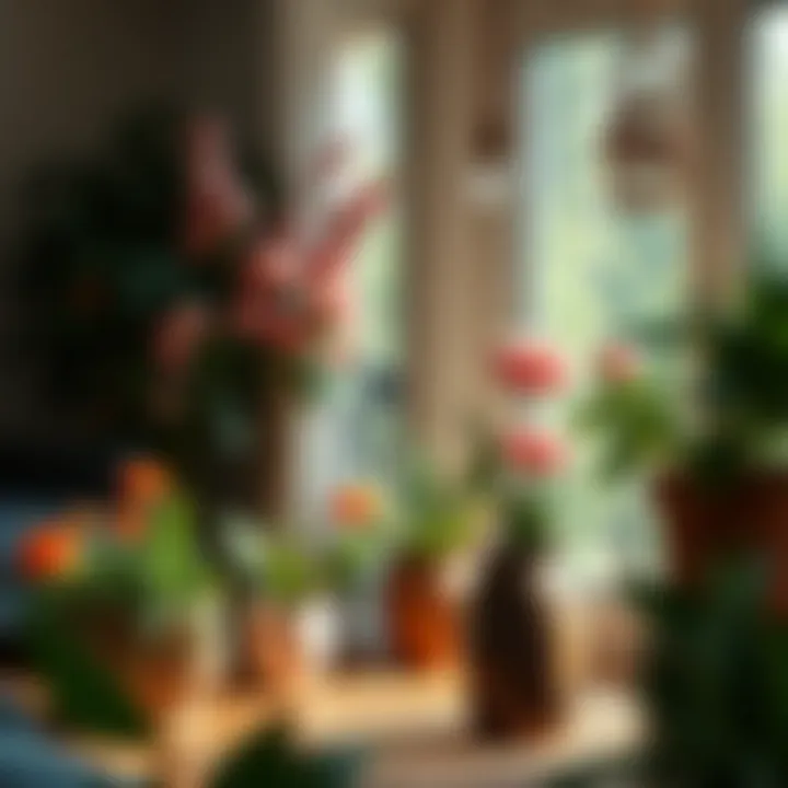 Indoor decor featuring seasonal flowering plants