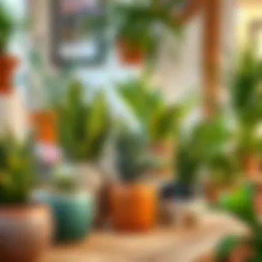 Showcase of indoor plants in stylish pots, emphasizing home decor
