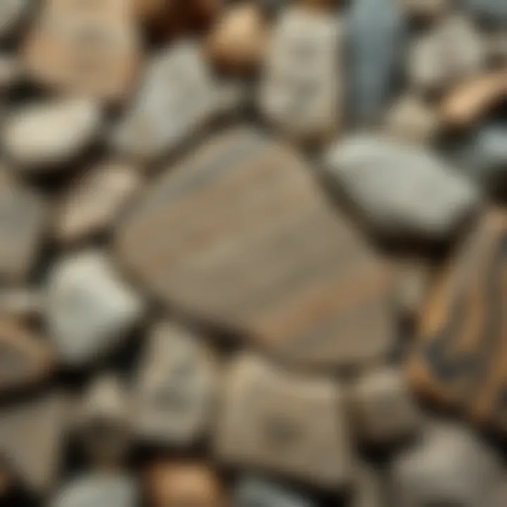 An intricately designed natural stone composition with unique patterns