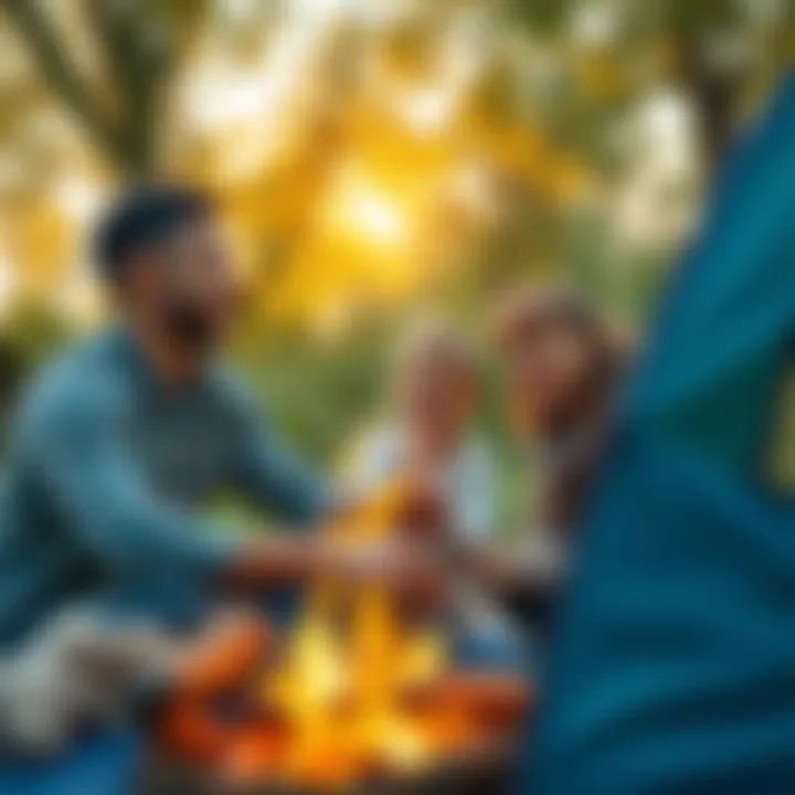 Family enjoying camping experience in the beautiful nature of Izmir