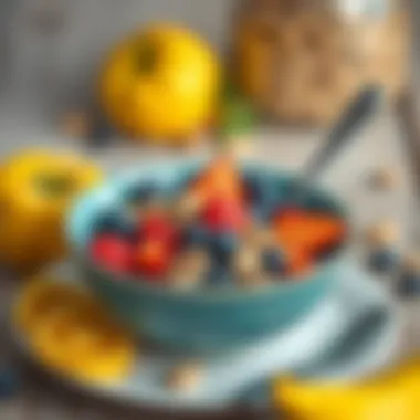 Colorful and Nutritious Breakfast Bowl A vibrant breakfast bowl filled with fresh fruits and nuts