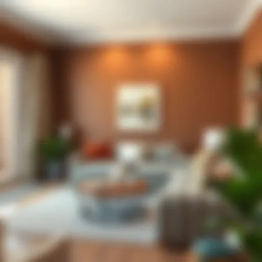 Cozy living room with coffee-colored walls