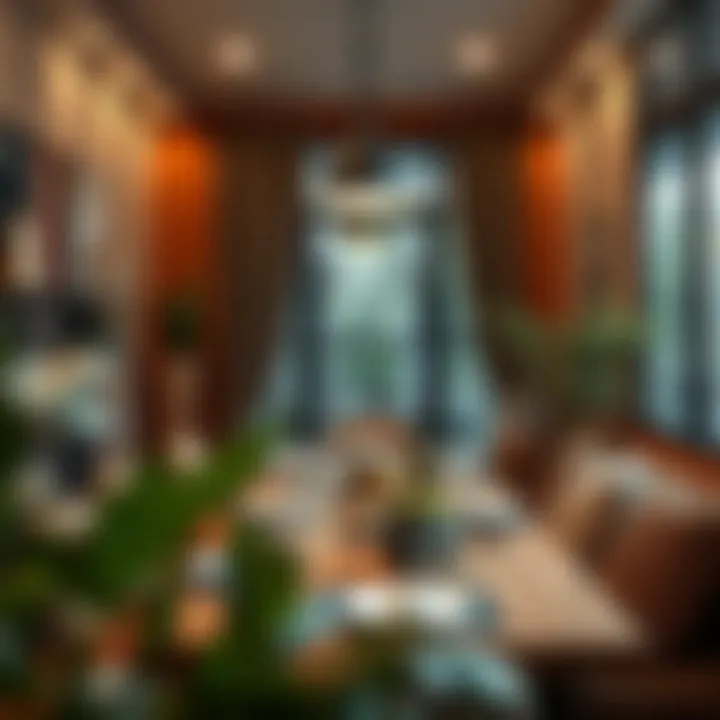 Stylish dining area featuring brown tones