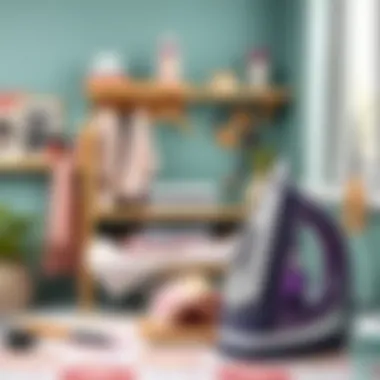 A well-organized ironing station with essential tools