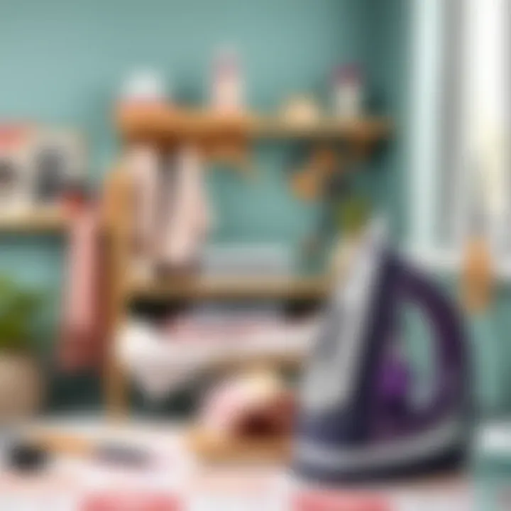 A well-organized ironing station with essential tools