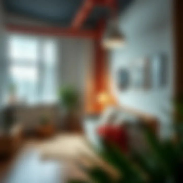 Stylish interior with hidden heating pipes