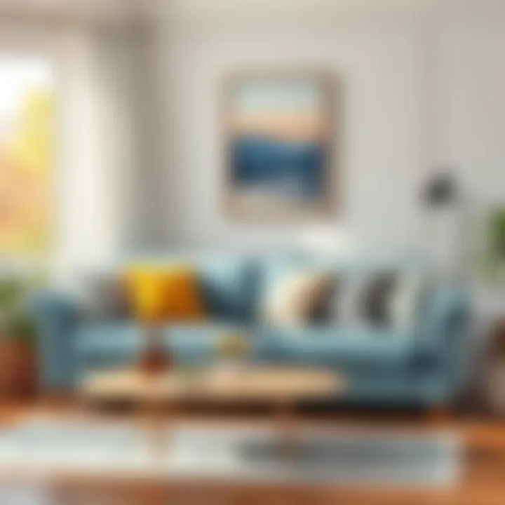 A beautifully reupholstered sofa in modern decor