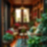 Cozy enclosed balcony with plants and seating